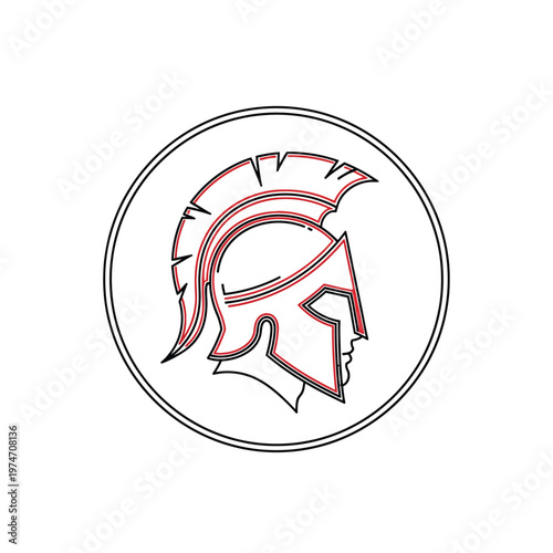 Spartan Warrior Helmet Logo Icon - Ancient Greek Gladiator Corinthian Helmet Line Art Vector Illustration