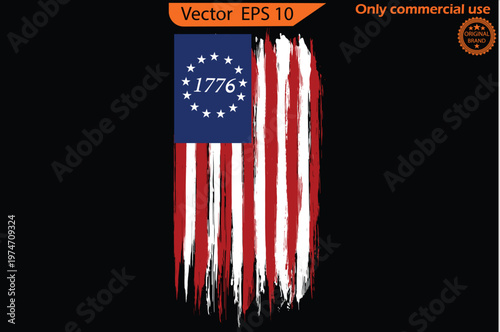 Betsy Ross 1776 13 Stars Distressed US Flag 13 star flag , 1776 flag. Only commercial use	