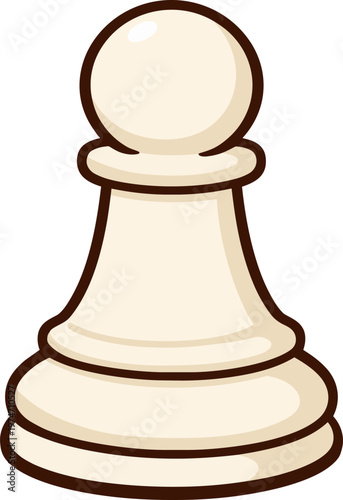 white chess pawn illustration isolated on white background. Strategy, planning and leadership concept. Minimal clean design suitable for games, education, apps and business visuals.
