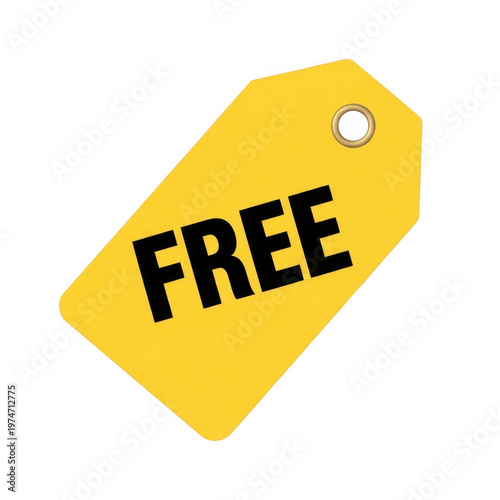 Yellow price tag with the word free in bold black letters