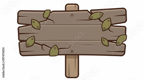 Rustic Wooden Signpost with Vines and Cracked Texture for Your Rustic Designs