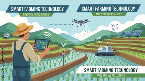A modern take on agriculture combining technology and farming, perfect for agritech and sustainability projects