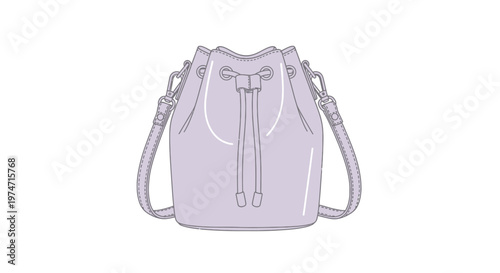 Lavender Leather Drawstring Mini Handbag.