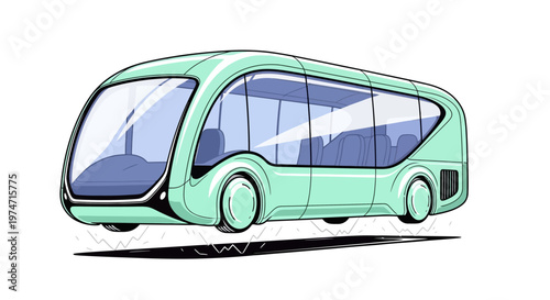 Futuristic Electric Bus Vehicle Transportation.