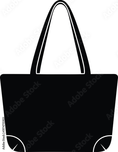 Black tote bag with shoulder straps illustration.