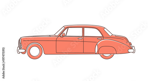 Vintage car side view illustration.