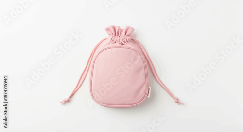 Pink fabric drawstring small pouch bag.