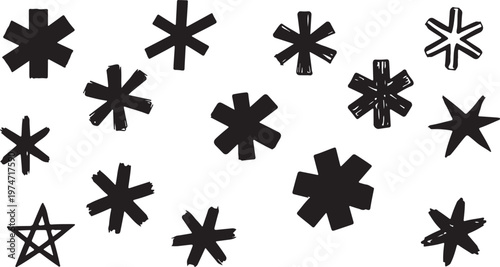 black and white image displays a repeated pattern of symmetrical star shaped floral or asterisk like designs