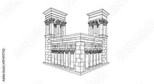 Ancient Egyptian temple with imposing columns and stonework