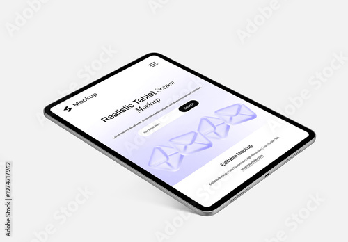 Realistic Isometric Tablet Screen Mockup