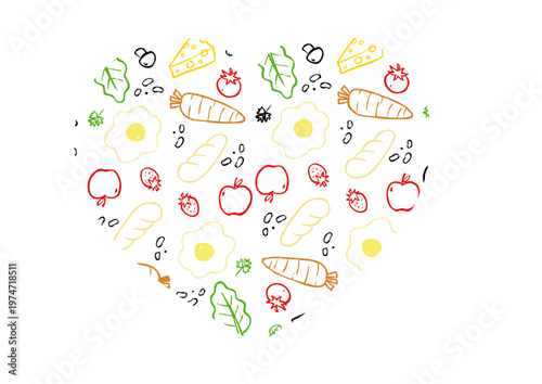 Healthy Food Seamless Pattern Hand Drawn Vegetables Line Art Background