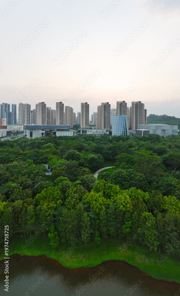 Fototapeta premium Aerial photography of Pingshan District Central Park, Shenzhen, Guangdong Province