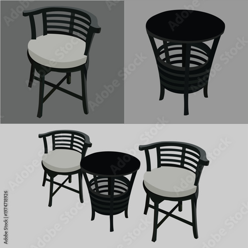 Relaxing Table Chairs for the Terrace.eps