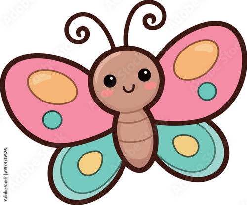 Cute Butterfly Character Illustration Simple Insect Vector