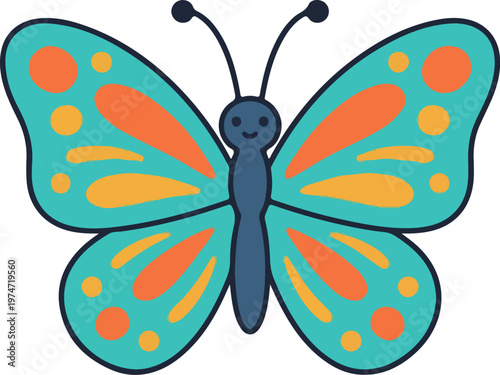 Cute Butterfly Character Illustration Simple Insect Vector