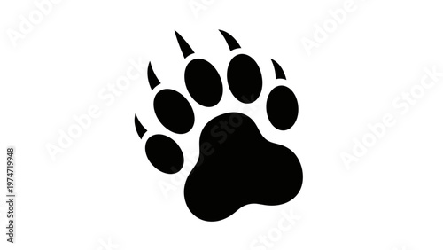 Black Bear Paw Print Icon Vector Illustration