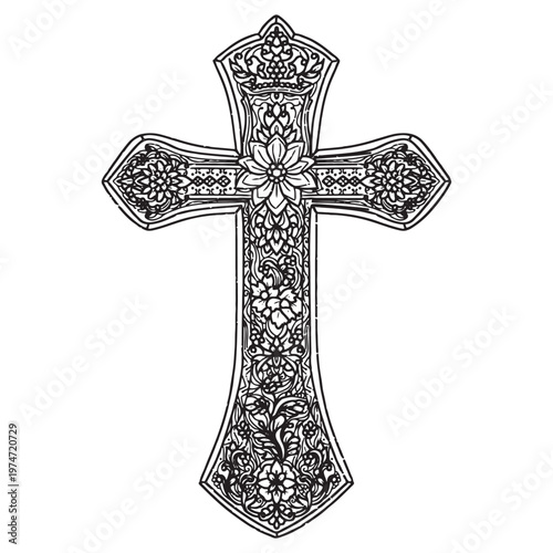 Hand drawn ornamental Religious cross