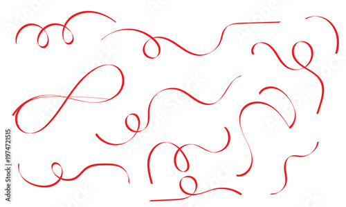 Flourish calligraphy line set. Decorative swash, vintage swirl doodle, hand drawn brush stroke underline for text. Chalkboard style vector.