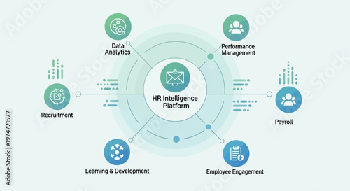 Obraz na plátně Conceptual diagram illustrating an HR intelligence platform with interconnected human resources functions