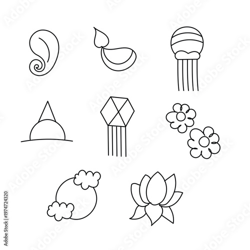 Vesak doodle icon set