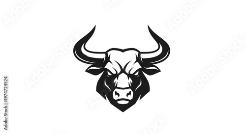 Black and white bull head logo.
