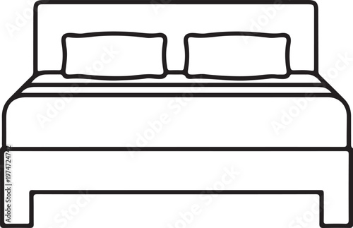 Set Big bed for two or one person icon isolated on black and white background.
