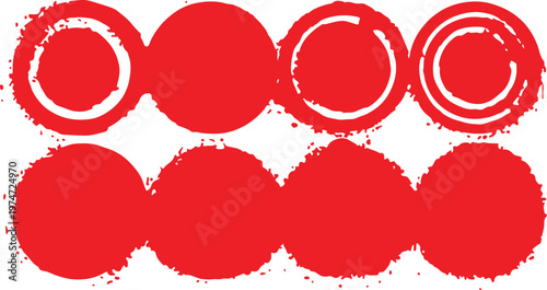 Japanese brush paint enso circle set. Sun logo template. Grungy vector black ink circles. Hand-drawn textured punk style round shapes. Artistic Chinese calligraphy Korean design