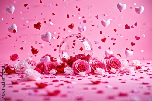 A romantic celebration bathed in soft pink illumination