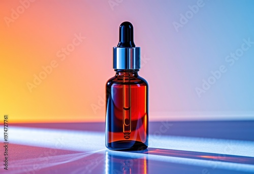 Elegant serum bottle with a soft gradient backdrop