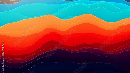 Digital rainbow wavy mountains abstract background