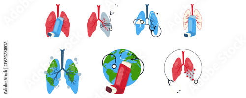 Set of Asthma Day Respiratory Vector