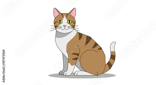 Cartoon cat illustration sitting isolated on white background
