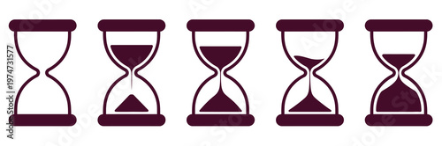 Sand Watch Icon Set Hourglass Symbol Flat Vector Graphic Design Elements Illustration