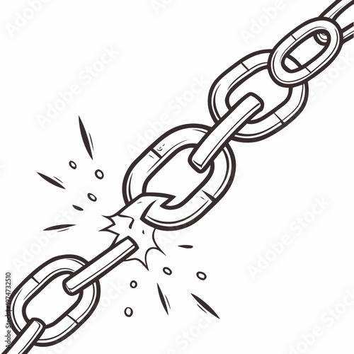 A broken chain with one link separated