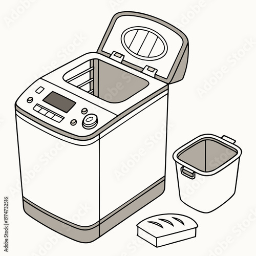 A bread maker with a bucket and pan