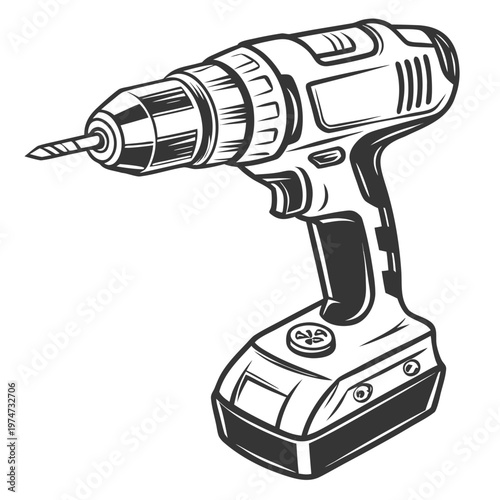 A cordless drill with a battery pack attached