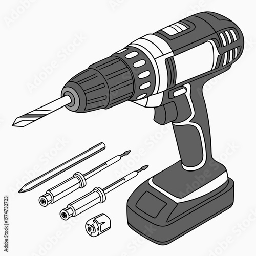 Electric drill with screwdriver bits
