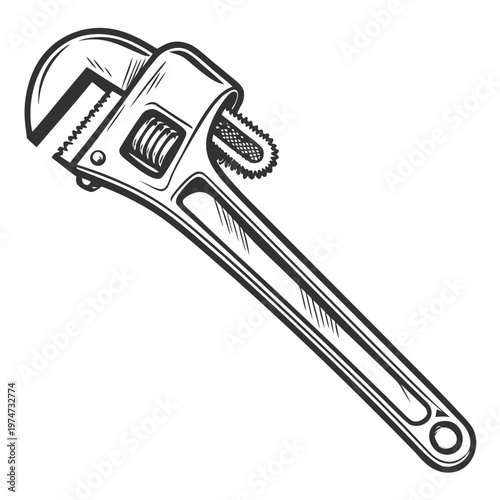 Adjustable wrench with serrated jaws
