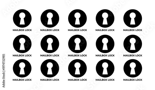 Pattern of repeated mailbox lock keyhole icons on white background