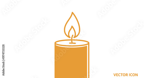 Burning Orange Wax Candle Light Flame.