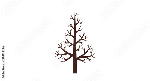 Brown tree with bare branches standing.