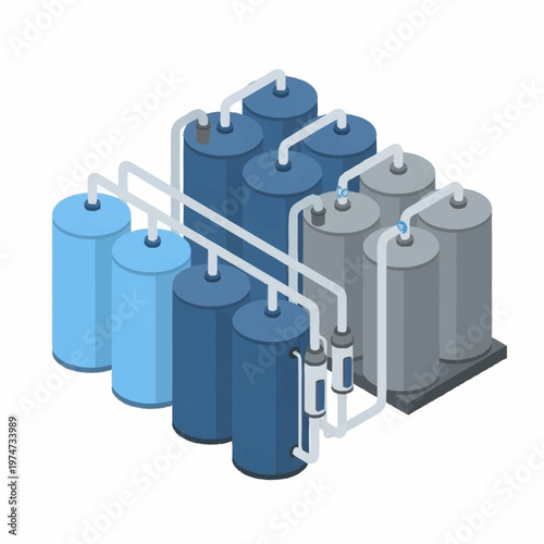 Industrial Water Treatment System with Multiple Tanks.