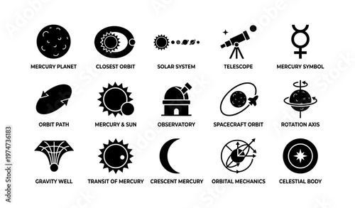 Mercury symbols and astronomical concepts illustrated