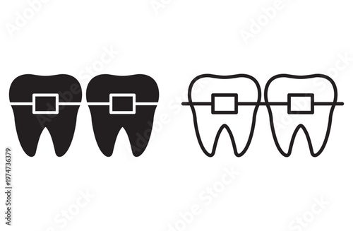 dental braces icon vector for web design