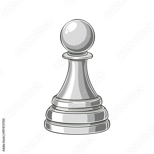 Silver chess pawn piece isolated on white a simple game symbol