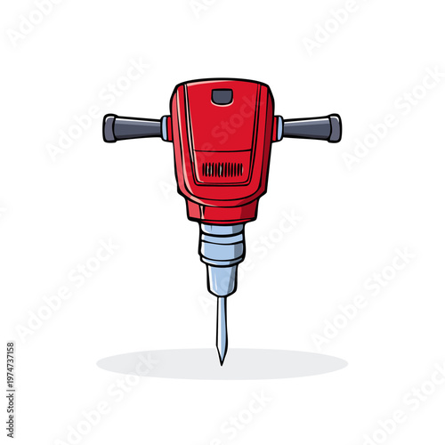Red Pneumatic Jackhammer Tool for Demolition and Construction Work