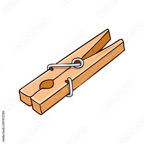 Classic wooden clothespin for laundry and household tasks