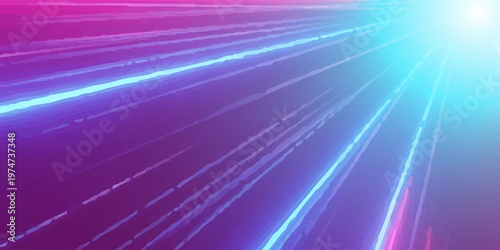 Abstract background with neon blue pink glowing rays lights. Retro 80s VJ 90s 2000s disco music template background. Isolated black footage warp.