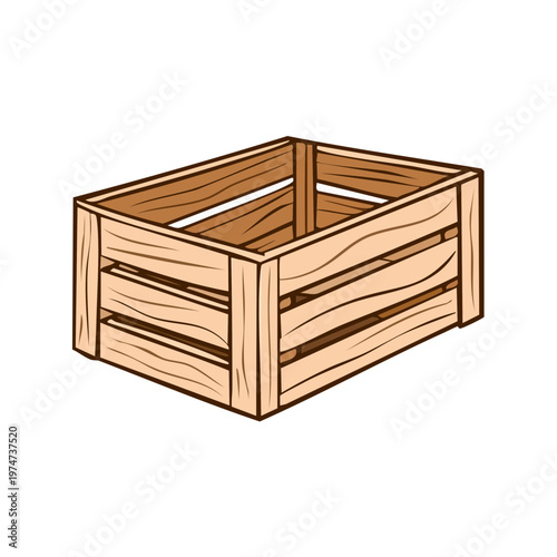 Rustic Wooden Crate Open Container for Storage and Transport