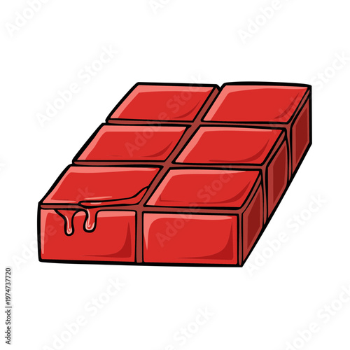 Delicious red candy bar with dripping glaze illustration